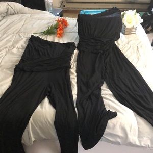 Black Jumpsuits One arm off the shoulder